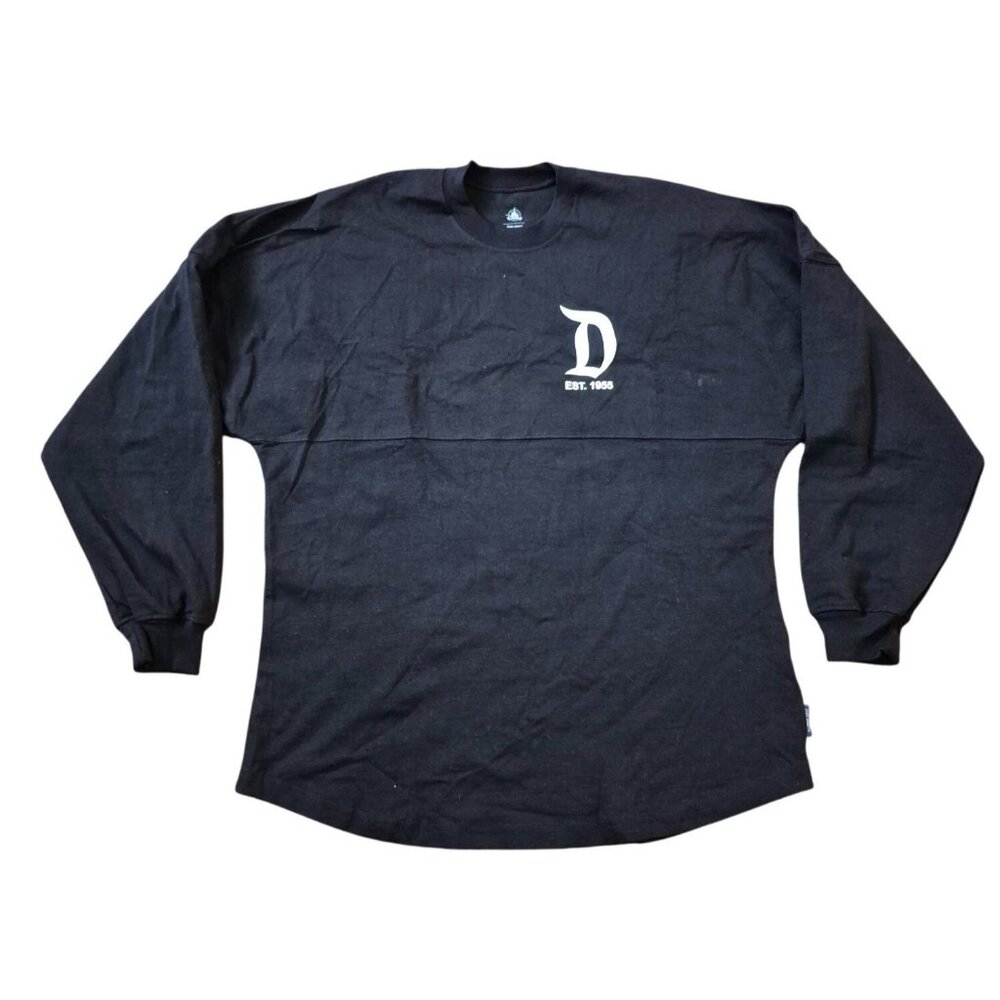 NWT Disney Parks Jersey Adult Size M Black Crew Neck Resort Long Sleeve Pullover